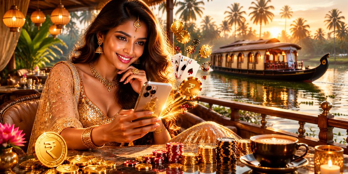 Players enjoying poker game in Kerala backwaters